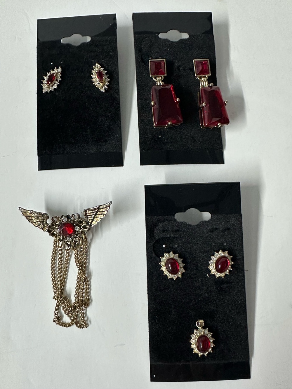 Vintage Red Stone Jewelry Lot